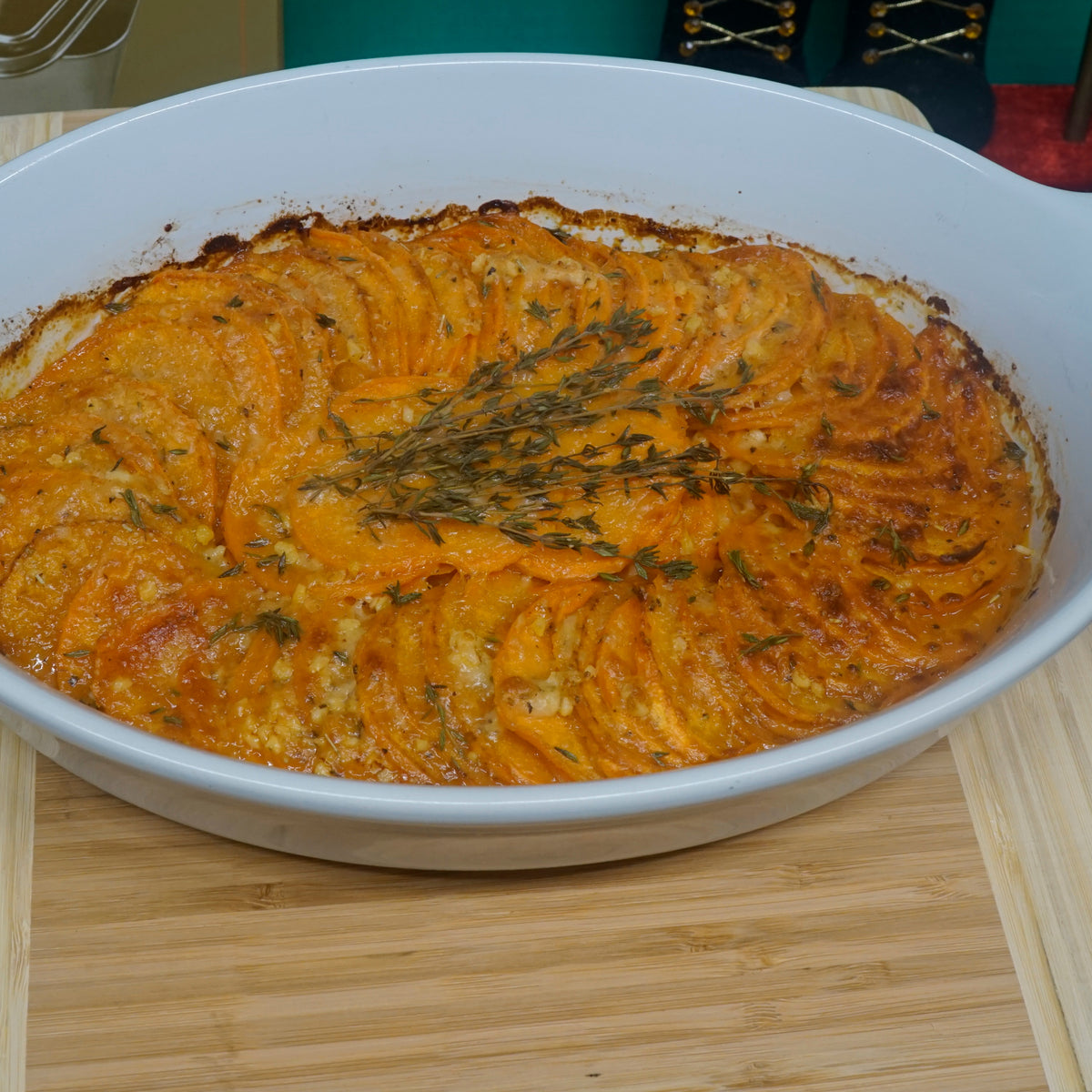 Herbal Infused Garlic Parmesan Roasted Sweet Potatoes